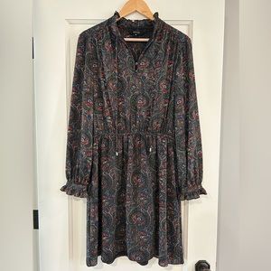 IMNYC Isaac Mizrahi High Neck Ruffle Paisley Dress Size Medium